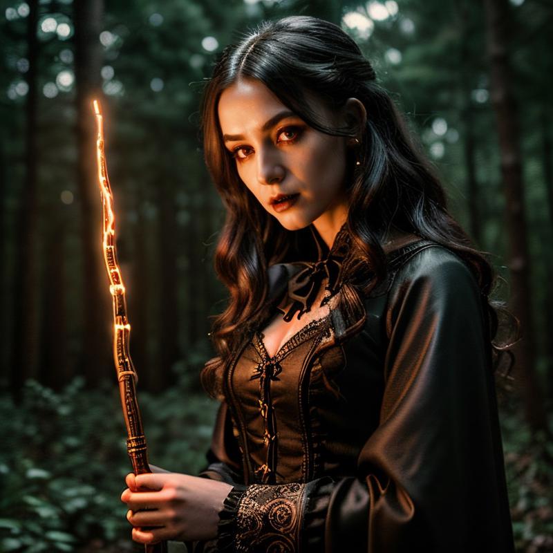 00392-2920989992-masterpiece, intricate photo, female witch with a magic wand of a wizard,  lightning strikes comes out of the magic wand, casts.jpg